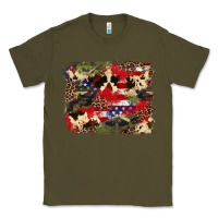 Army Green 4th of july american flagcowhide  leopard backgrou Classic Tee - FaDigitalArtStudio