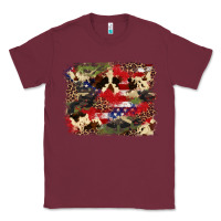 Burgundy 4th of july american flagcowhide  leopard backgrou Classic Tee - FaDigitalArtStudio