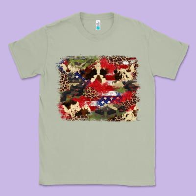 4th Of July American Flagcowhide  Leopard Backgrou Classic Tee Designed By Fadigitalartstudio