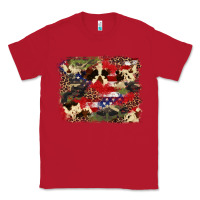 Red 4th of july american flagcowhide  leopard backgrou Classic Tee - FaDigitalArtStudio