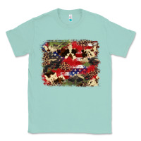 Seafoam 4th of july american flagcowhide  leopard backgrou Classic Tee - FaDigitalArtStudio