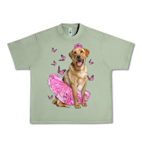 Oil Green Labrador Retriever Dog With Tutu Urban Heavy Tee - LillyAllenDesigns