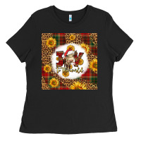Black joy to the world christmas cow Ladies Tee - LillyAllenDesigns
