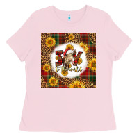 Bubblegum Pink joy to the world christmas cow Ladies Tee - LillyAllenDesigns