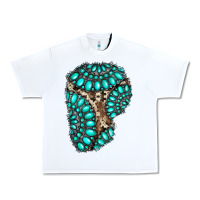 White gemstone cowhide patches Urban Heavy Tee - RanaPortraitStore