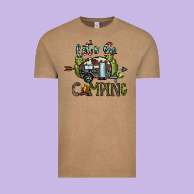 Let's Go Camping Vintage Tee Designed By Cowhidedigitalart