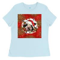 Baby Blue christmas cow Ladies Tee - LillyAllenDesigns