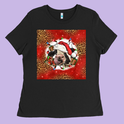 Christmas Cow Ladies Tee Designed By Lillyallendesigns