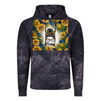 Cloud Black sunflowers messy bun mama Vintage Hoodie - BarkalooDesign