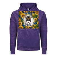 Cloud Purple sunflowers messy bun mama Vintage Hoodie - BarkalooDesign
