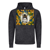 Vintage Black sunflowers messy bun mama Vintage Hoodie - BarkalooDesign