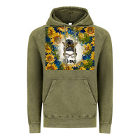 Vintage Olive sunflowers messy bun mama Vintage Hoodie - BarkalooDesign