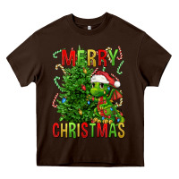 Chocolate Brown merry christmas dragon Heavy Core Tee - FaDigitalArtStudio