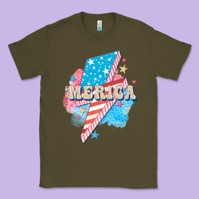 Merica Leopard Lightning Bolt Classic Tee Designed By Fadigitalartstudio