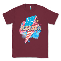 Burgundy Merica leopard lightning bolt Classic Tee - FaDigitalArtStudio