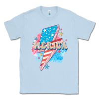 Dusty Blue Merica leopard lightning bolt Classic Tee - FaDigitalArtStudio