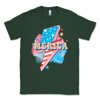 Sports Green Merica leopard lightning bolt Classic Tee - FaDigitalArtStudio