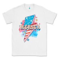 White Merica leopard lightning bolt Classic Tee - FaDigitalArtStudio