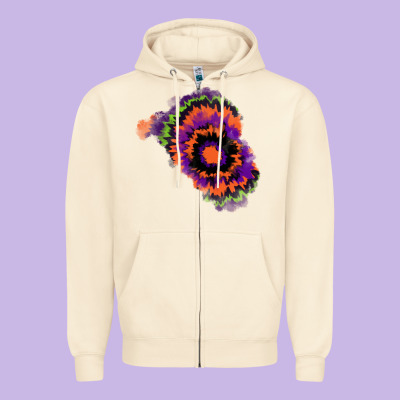Tie Dye Patch Zipper Hoodie Designed By Ranaportraitstore