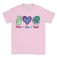 Bubblegum Pink Peace Love Teach Classic Tee - Jasminsmagicworld