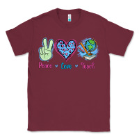 Burgundy Peace Love Teach Classic Tee - Jasminsmagicworld