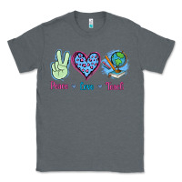 Charcoal Heather Peace Love Teach Classic Tee - Jasminsmagicworld