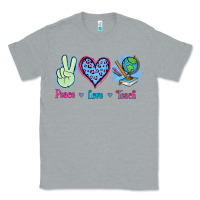 Heather Grey Peace Love Teach Classic Tee - Jasminsmagicworld