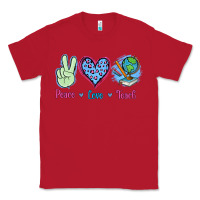 Red Peace Love Teach Classic Tee - Jasminsmagicworld