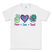White Peace Love Teach Classic Tee - Jasminsmagicworld