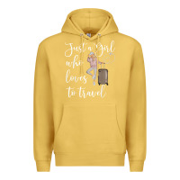 Antique Gold just a girl who loves to travel traveling women nomad t shirt Premium Hoodie - baoMotion