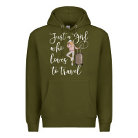 Army Green just a girl who loves to travel traveling women nomad t shirt Premium Hoodie - baoMotion