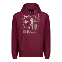 Burgundy just a girl who loves to travel traveling women nomad t shirt Premium Hoodie - baoMotion