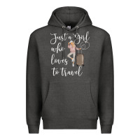 Charcoal Heather just a girl who loves to travel traveling women nomad t shirt Premium Hoodie - baoMotion