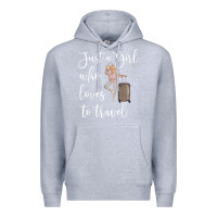 Heather Grey just a girl who loves to travel traveling women nomad t shirt Premium Hoodie - baoMotion