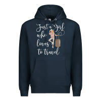 Navy just a girl who loves to travel traveling women nomad t shirt Premium Hoodie - baoMotion