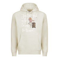 Oatmeal Heather just a girl who loves to travel traveling women nomad t shirt Premium Hoodie - baoMotion