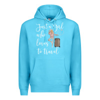 Ocean Blue just a girl who loves to travel traveling women nomad t shirt Premium Hoodie - baoMotion