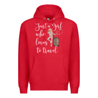 Red just a girl who loves to travel traveling women nomad t shirt Premium Hoodie - baoMotion