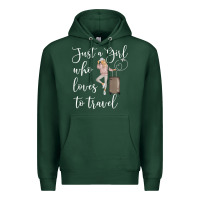 Sports Green just a girl who loves to travel traveling women nomad t shirt Premium Hoodie - baoMotion