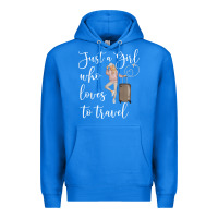 True Royal just a girl who loves to travel traveling women nomad t shirt Premium Hoodie - baoMotion