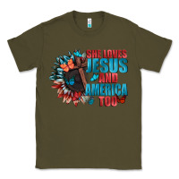 Army Green She love Jesus and America too Classic Tee - FaDigitalArtStudio