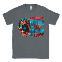 Charcoal Heather She love Jesus and America too Classic Tee - FaDigitalArtStudio
