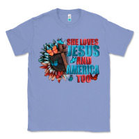 Colony Blue She love Jesus and America too Classic Tee - FaDigitalArtStudio