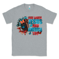 Heather Grey She love Jesus and America too Classic Tee - FaDigitalArtStudio