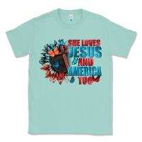 Seafoam She love Jesus and America too Classic Tee - FaDigitalArtStudio