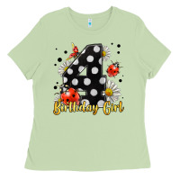 Matcha ladybug birthday girl age 4 Ladies Tee - LillyAllenDesigns