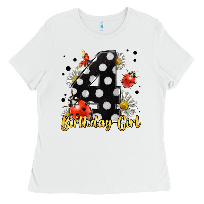 Ladybug Birthday Girl Age 4 Ladies Tee by LillyAllenDesigns | Teevron