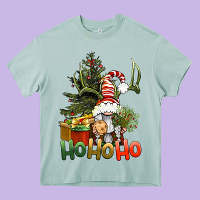 Ho Ho Ho Christmas Gnome Heavy Core Tee Designed By Bundleandbundleshop