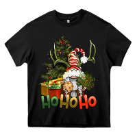 Black Ho Ho Ho Christmas Gnome Heavy Core Tee - BundleAndBundleShop