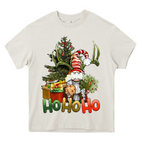 Cream Ho Ho Ho Christmas Gnome Heavy Core Tee - BundleAndBundleShop